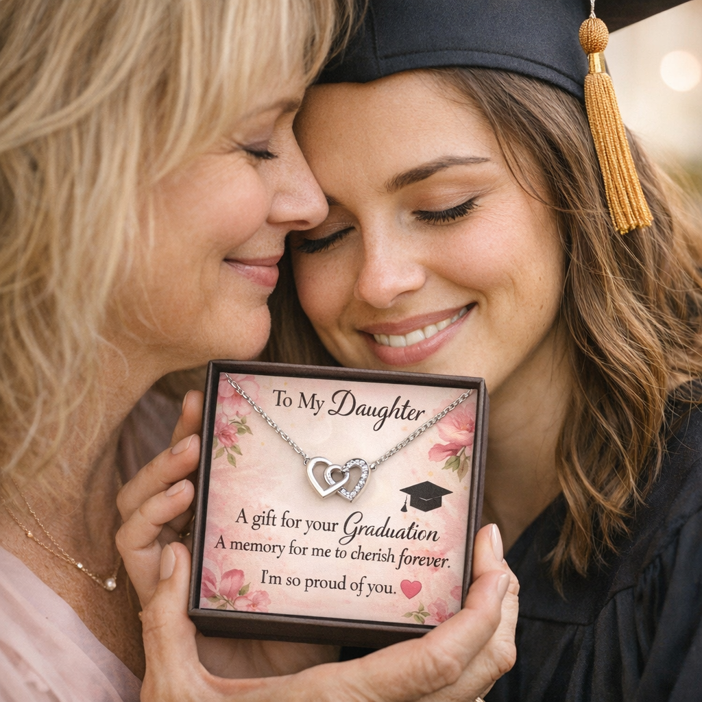 To My Daughter Necklace – Graduation Gift from Mom | Interlocking Hearts