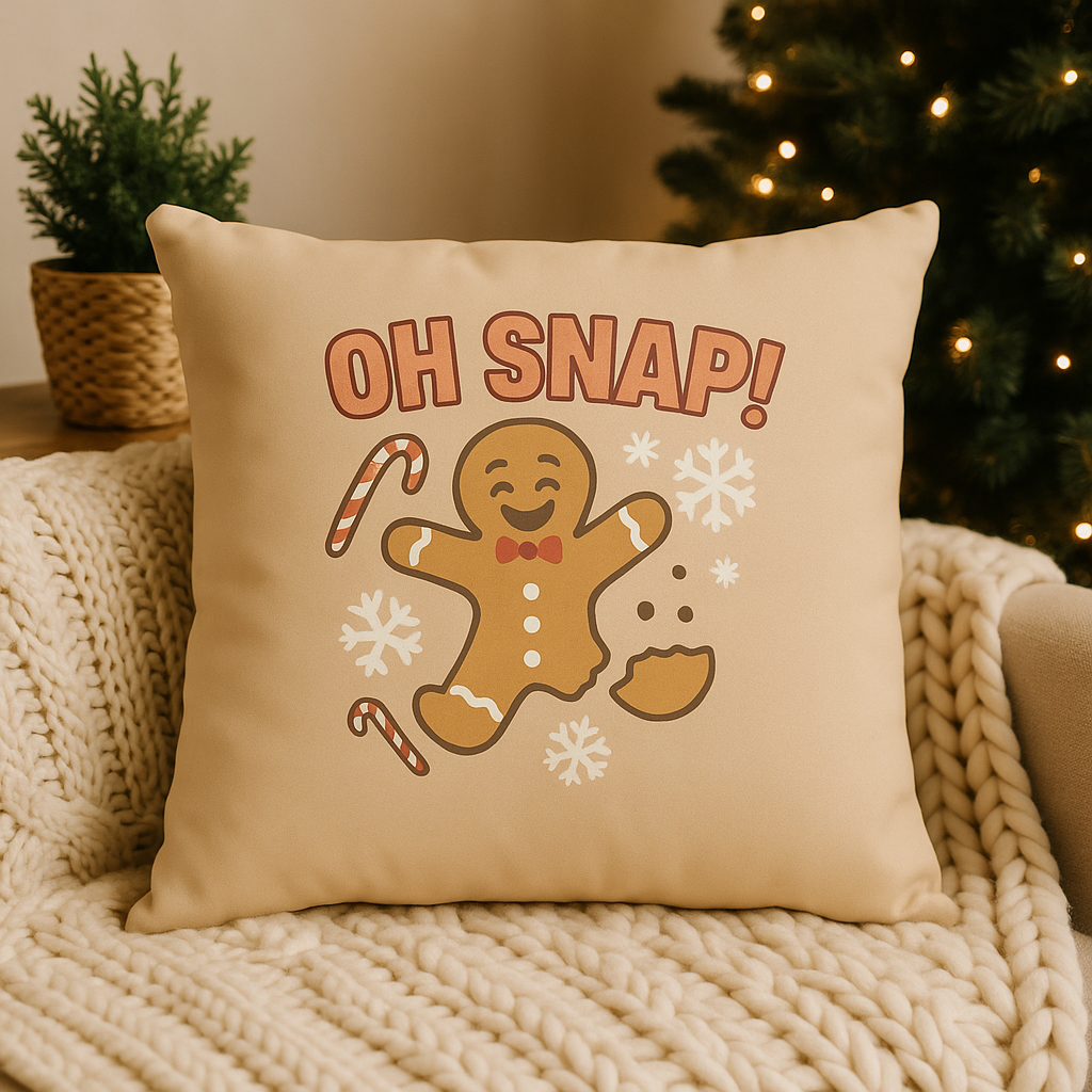 Cute Gingerbread Cookie Pillow | Funny Christmas Accent Pillow