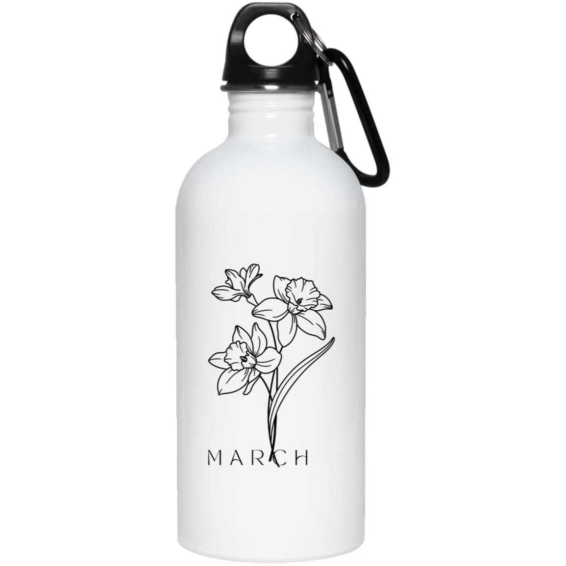 March birth flower, Stainless Steel Water Bottle ,