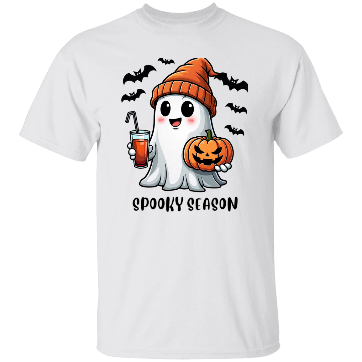 Spooky Ghost & Pumpkin Coffee Halloween Unisex T-Shirt