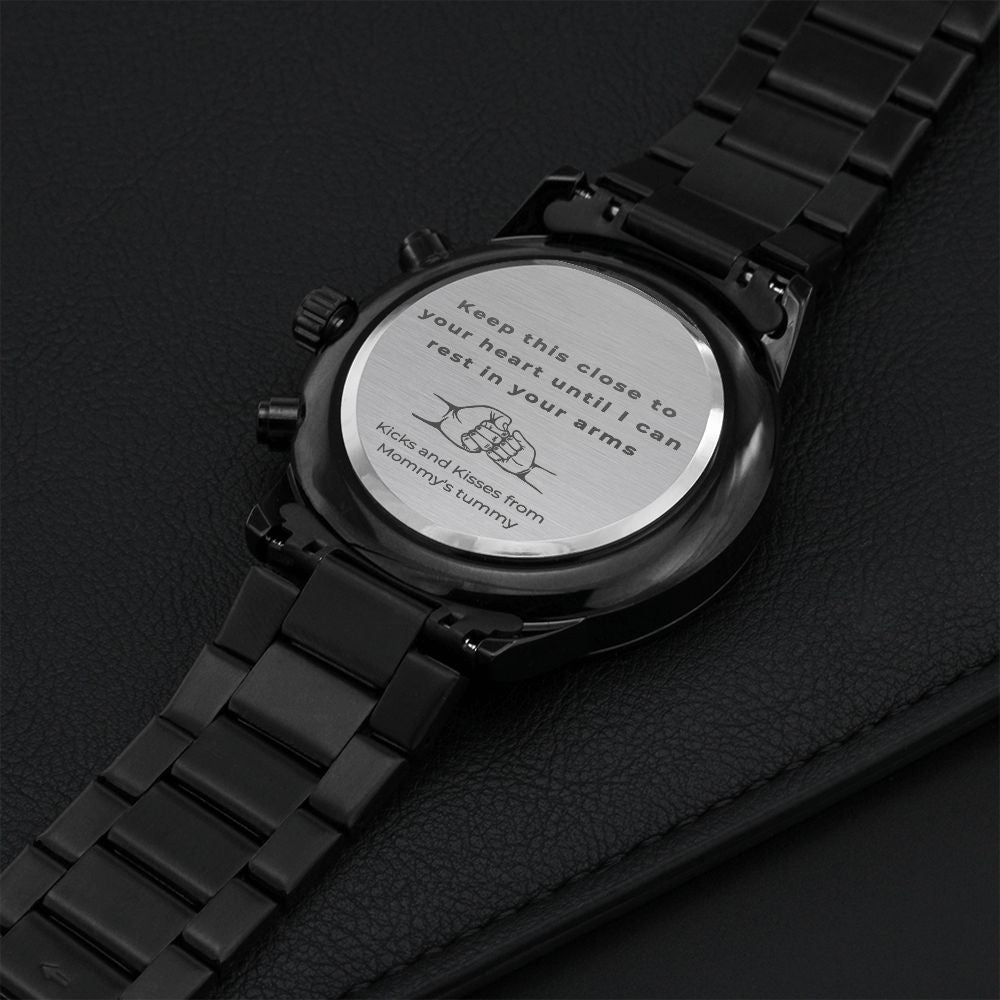For a Dad to Be | Customized Black Chronograph Watch