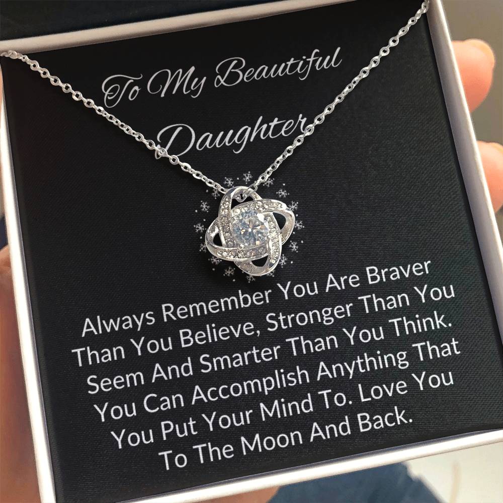 To My Beautiful Daughter | Love to the Moon and Back | Love Knot Necklace |