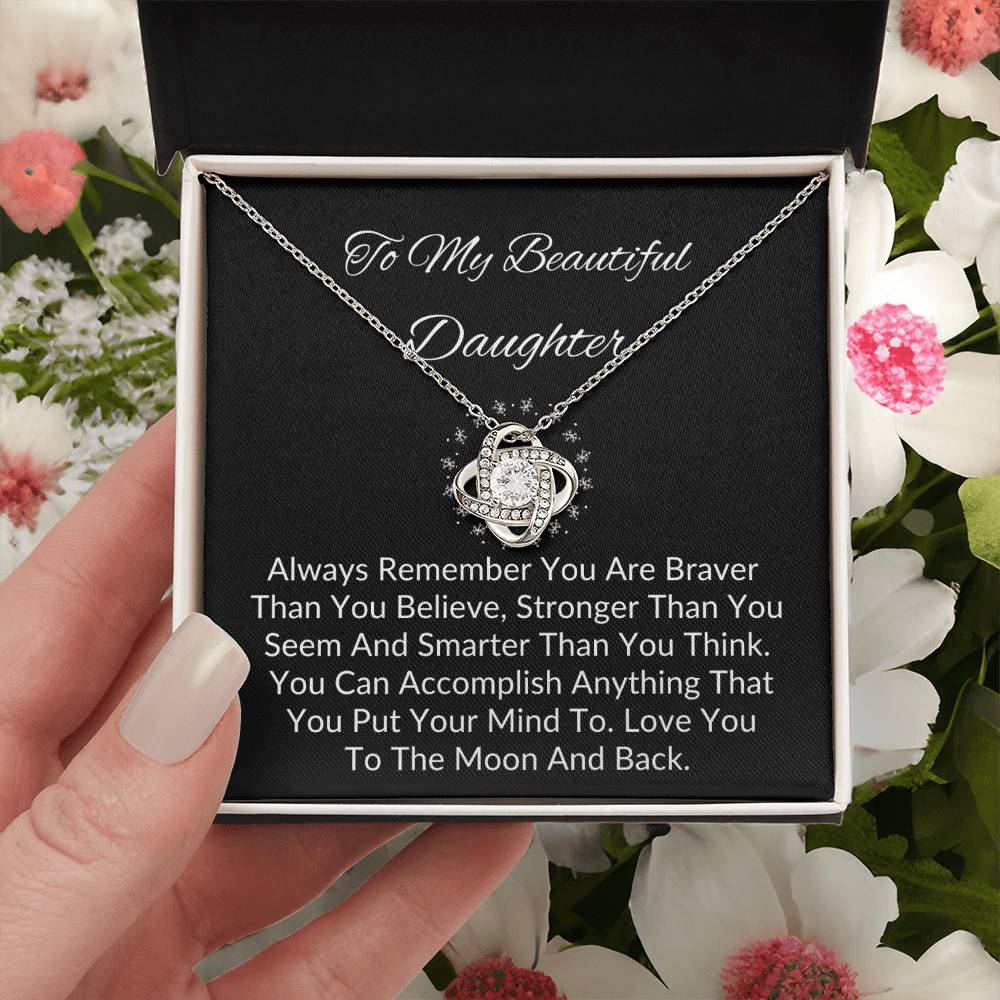 To My Beautiful Daughter | Love to the Moon and Back | Love Knot Necklace |