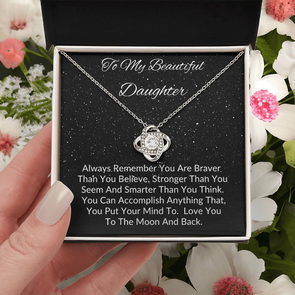 To My Beautiful Daughter | Love you to the Moon and Back | Love Knot Necklace