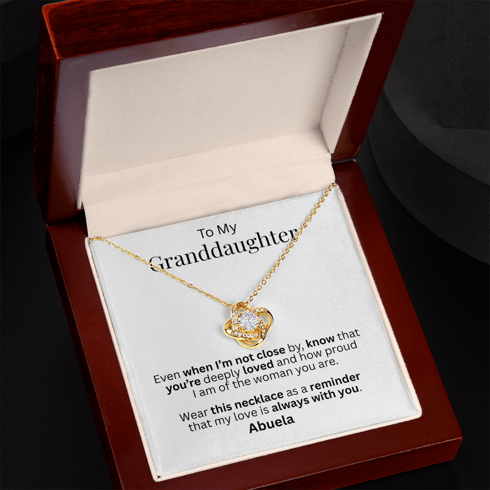 To My Granddaughter Necklace – From Abuela | Love Knot Necklace Gift