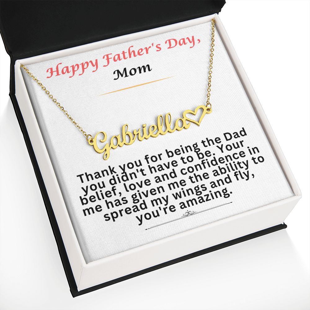 Happy Father's Day Mom | Heart Name Necklace