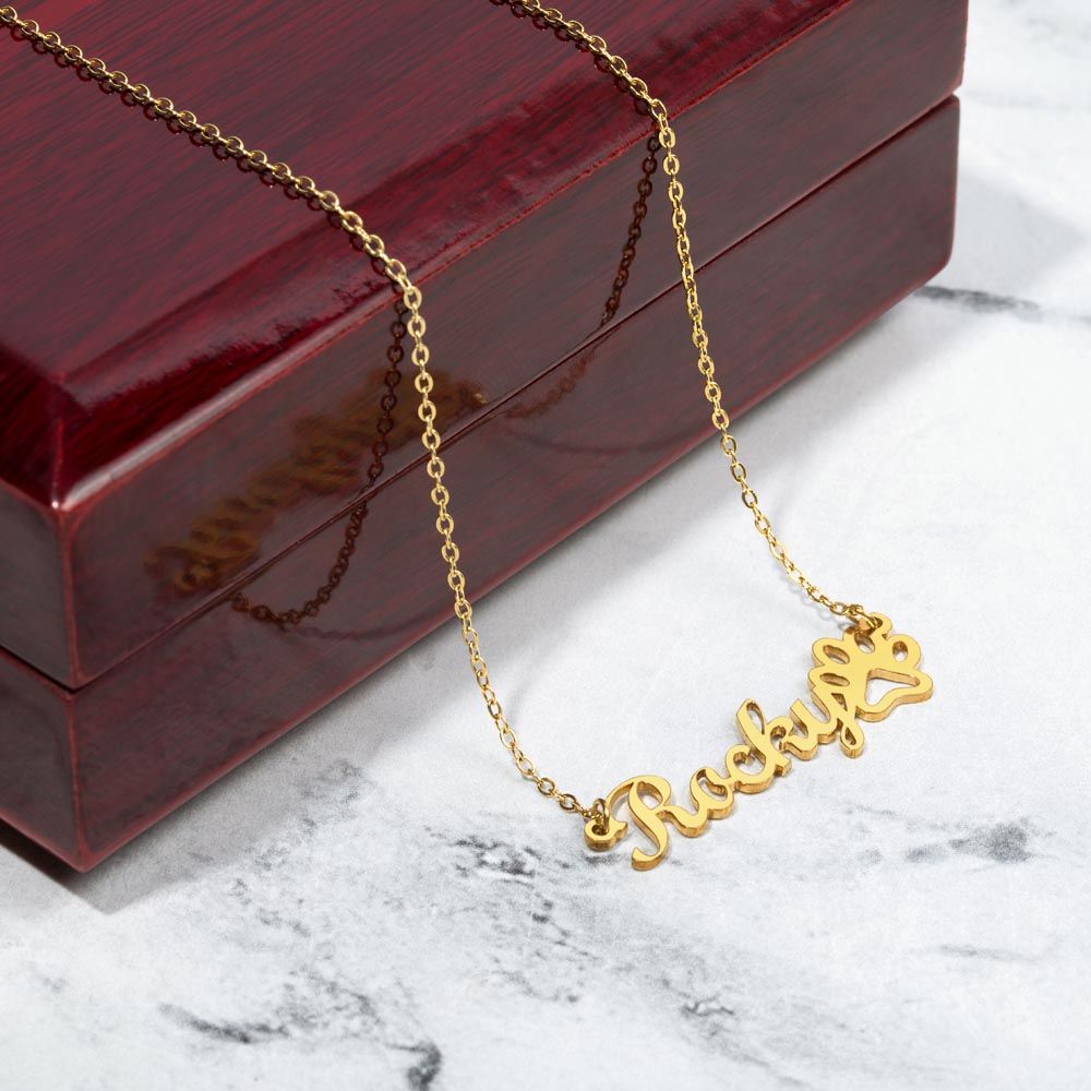 | PERSONALIZED | PAW PRINT NAME NECKLACE
