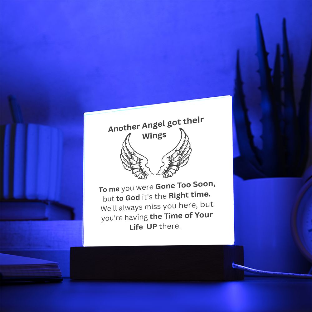 Gone too Soon | Angels Wings | Acrylic Square Plaque