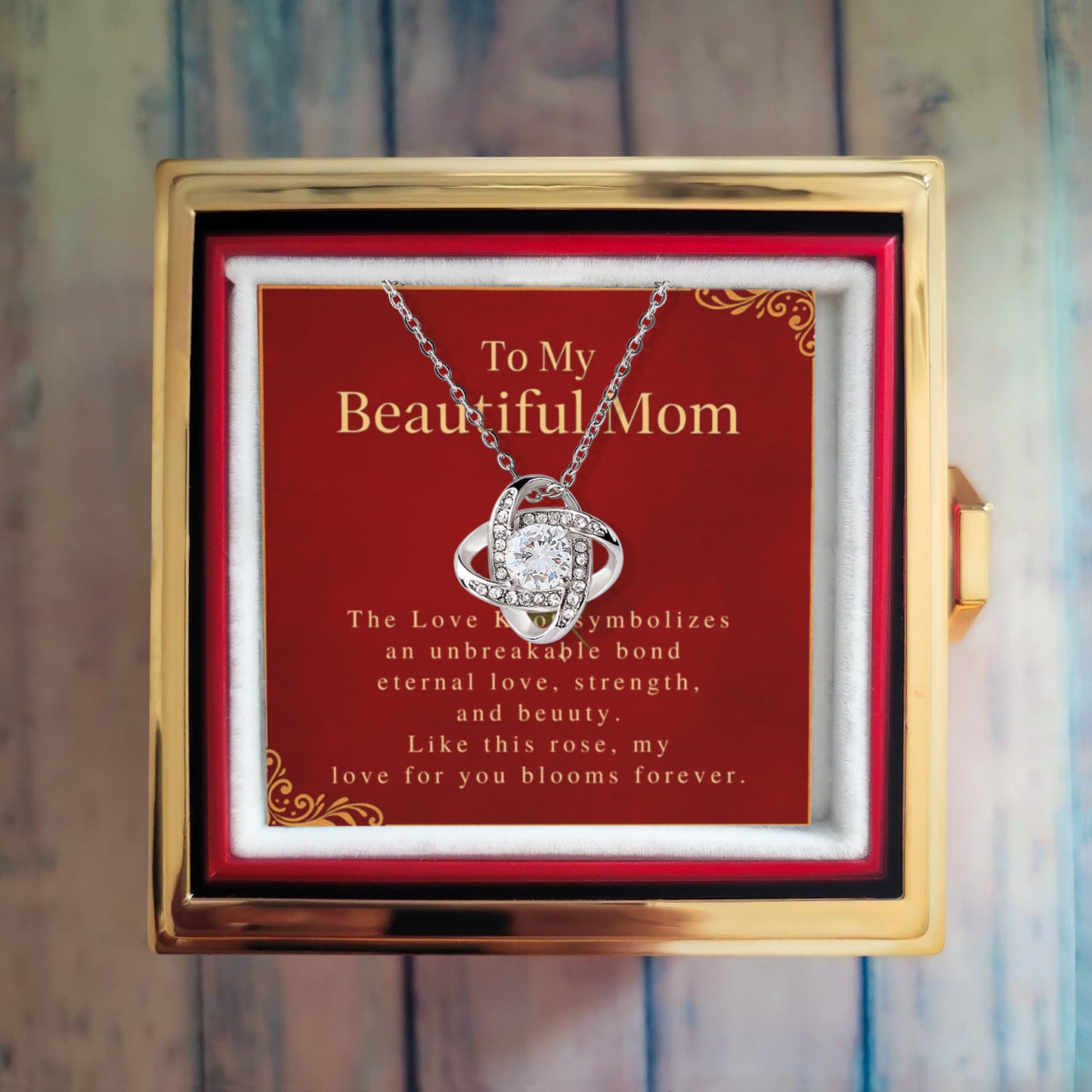 To my Mom Gift Necklace- Rotating Rose Gift Box