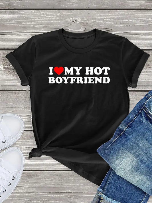 I Love My Hot Boyfriend Girlfriend Matching Couple VDay Tshirt