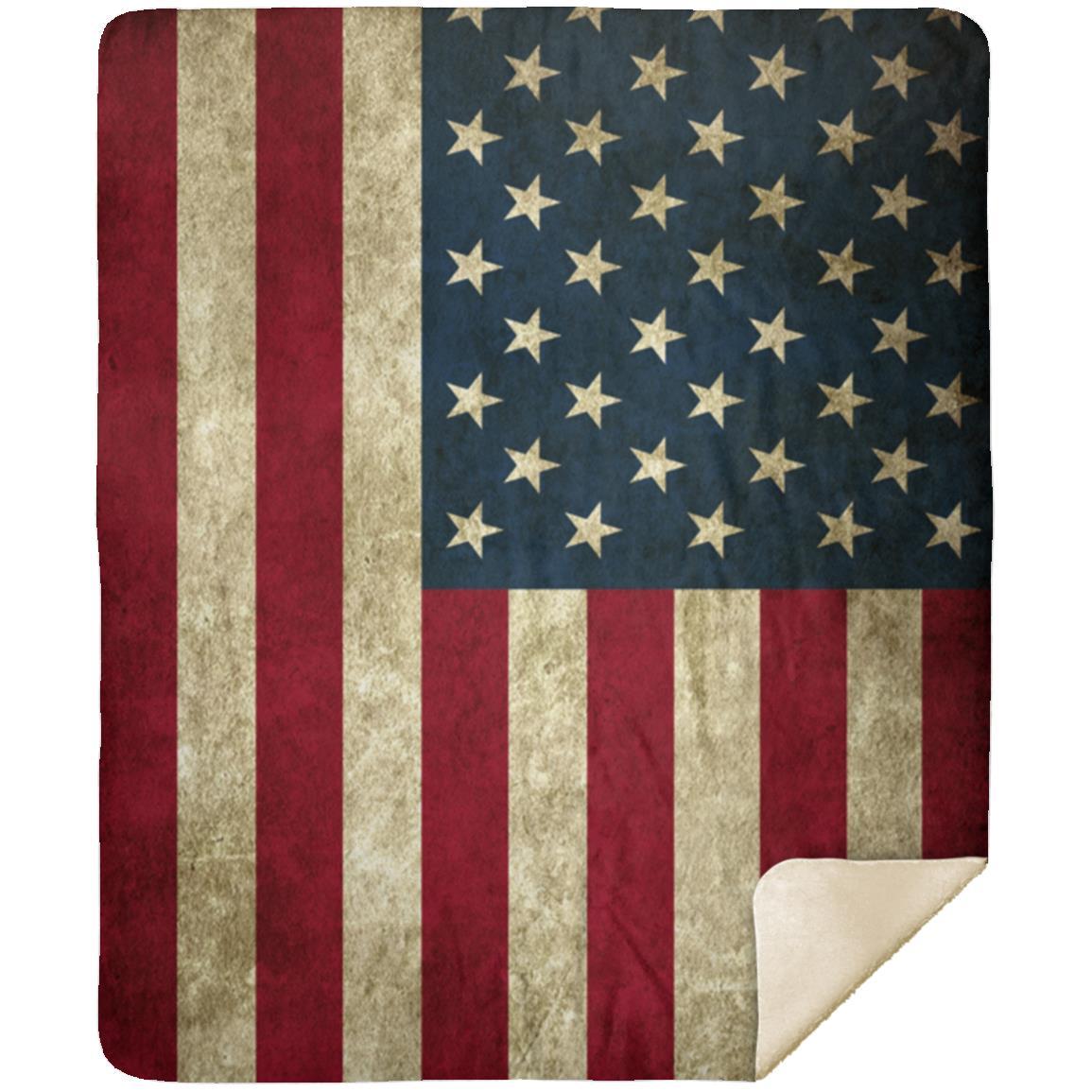 US Flag- Premium Mink Sherpa Blanket 50x60