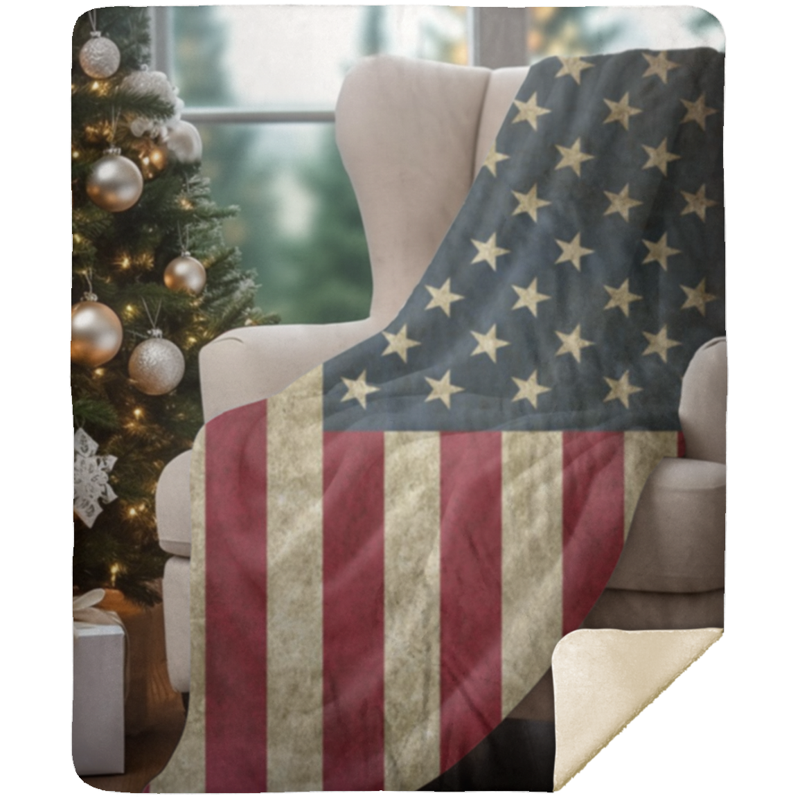 US Flag -  Premium Mink Sherpa Blanket 50x60