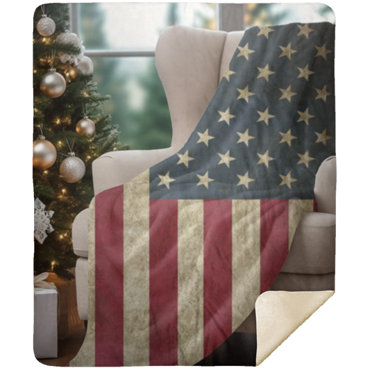 US Flag -  Premium Mink Sherpa Blanket 50x60