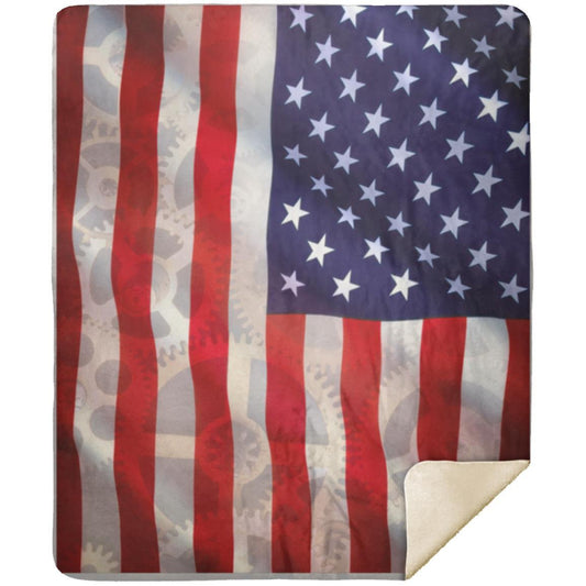 US Flag- Veterans Day- Premium Mink Sherpa Blanket 50x60