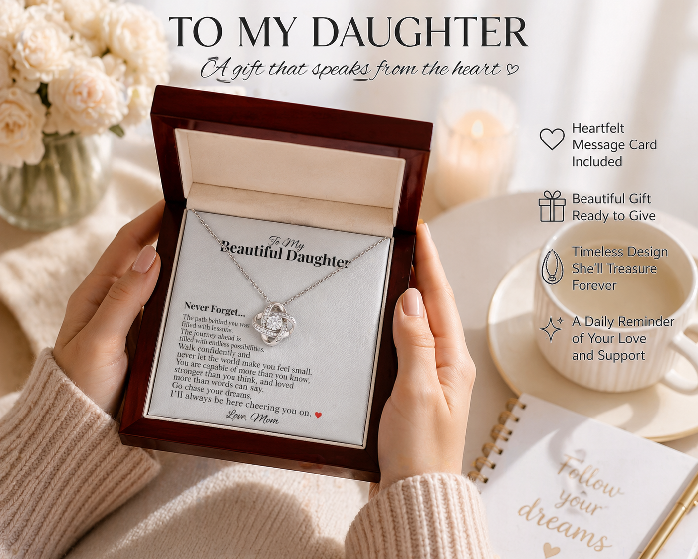 To My Daughter – Graduation Gift Necklace from Mom | Emotional Gift for Daughter