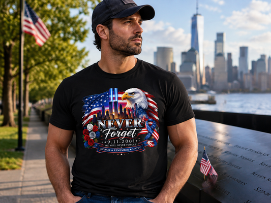9/11 Never Forget Memorial Apparel – T-Shirt, Sweatshirt & Hoodie