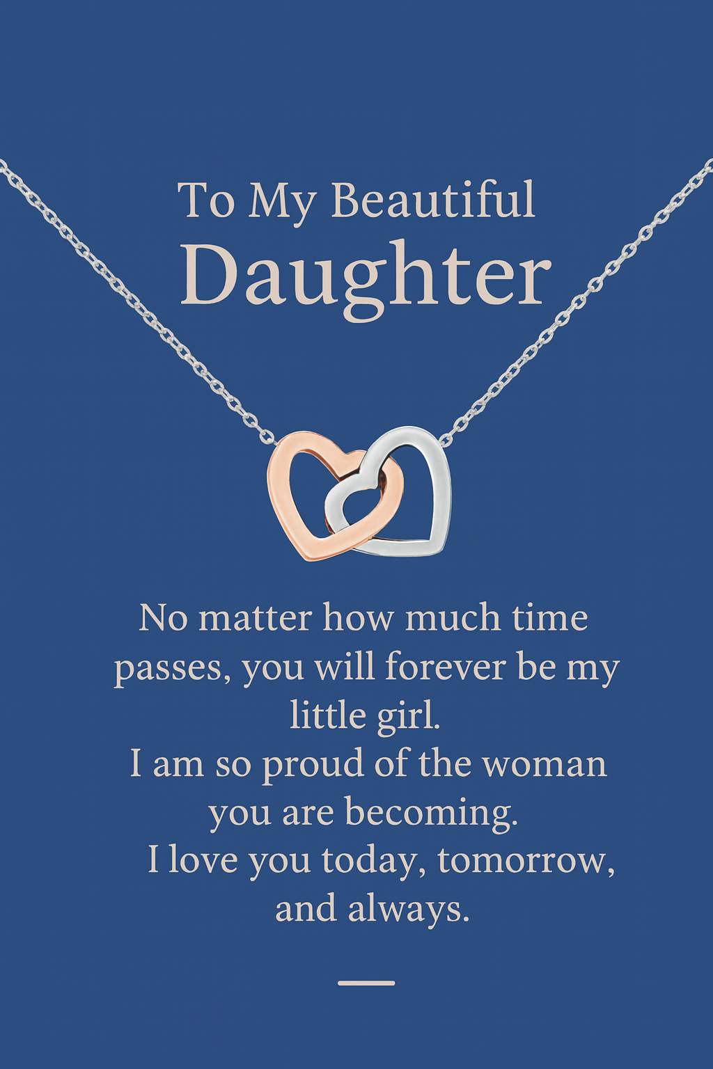 Gift for Daughter  Interlocking Hearts Necklace  Message Card