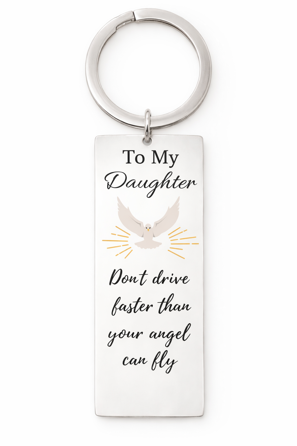 Personalized “To My Daughter” Engraved Keychain – Angel Message Gift