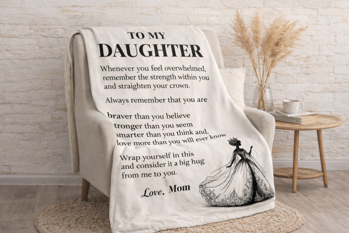 To My Daughter – Love From Mom Inspirational Blanket | Meaningful Gift for Daughter
