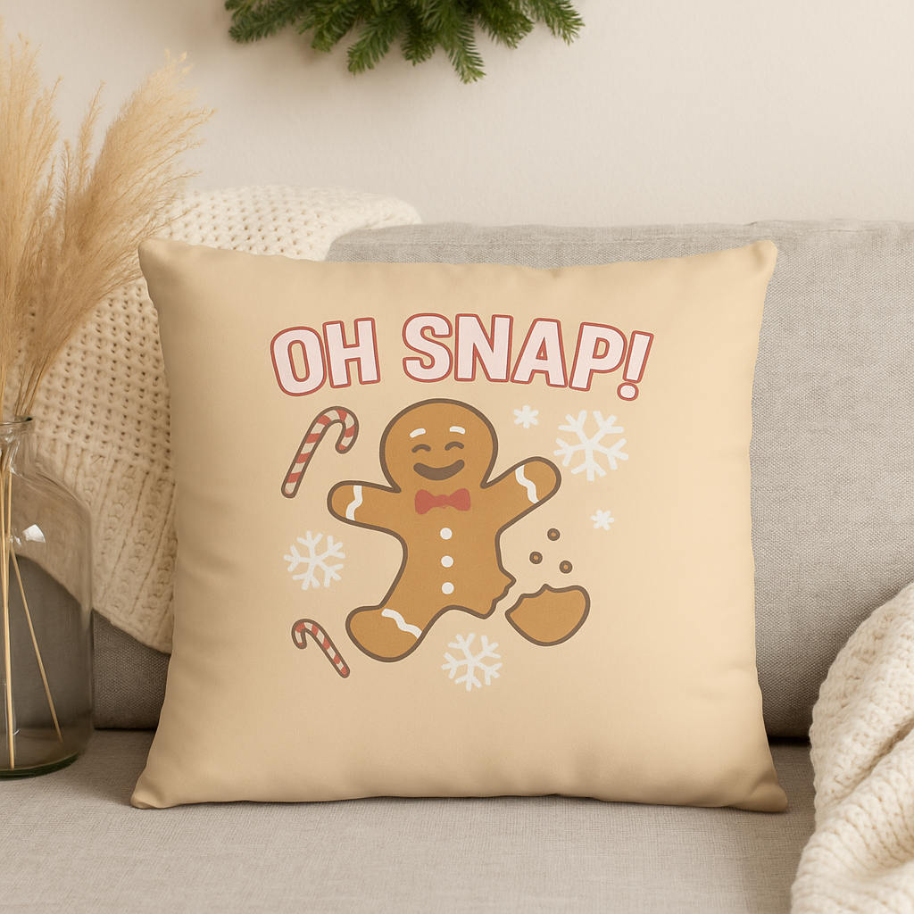 Cute Gingerbread Cookie Pillow | Funny Christmas Accent Pillow