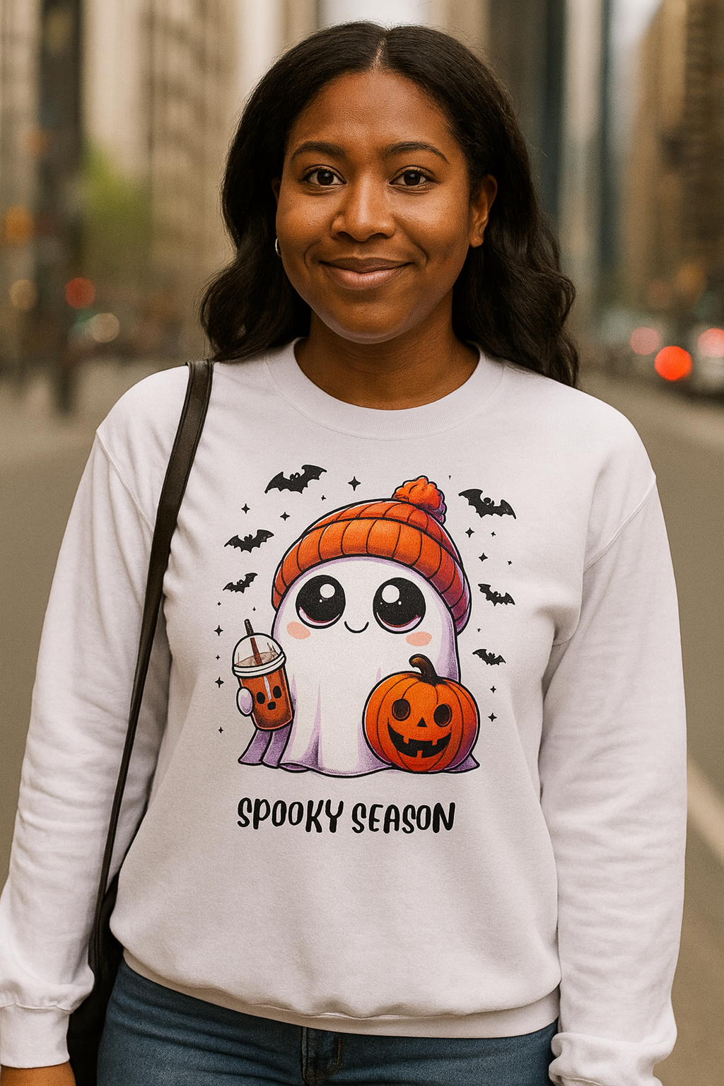 Spooky Season Tee -- Adorable Ghost in Beanie