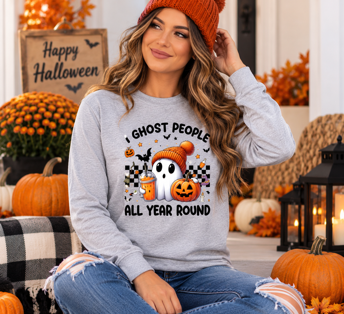 I Ghost People All Year Round – Halloween Long Sleeve Shirt