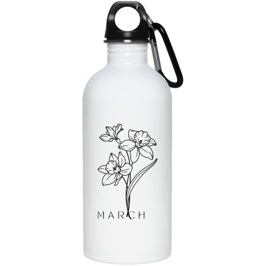March birth flower,  Stainless Steel Water Bottle ,