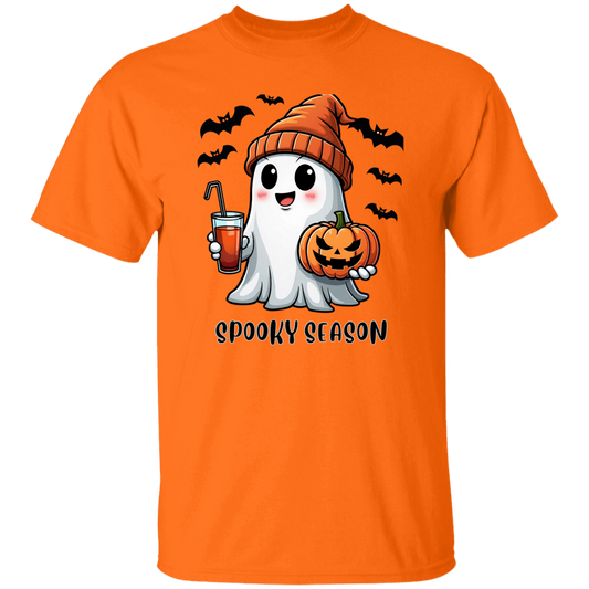 Spooky Ghost & Pumpkin Coffee Halloween Unisex T-Shirt