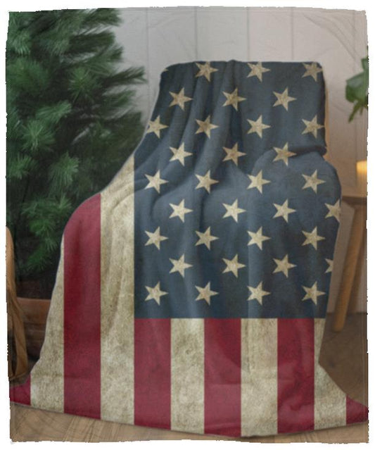 US Flag- Veterans Day -Cozy Plush Fleece Blanket - 50x60