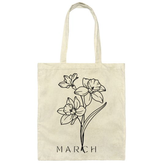Canvas Tote Bag, March birth flower
