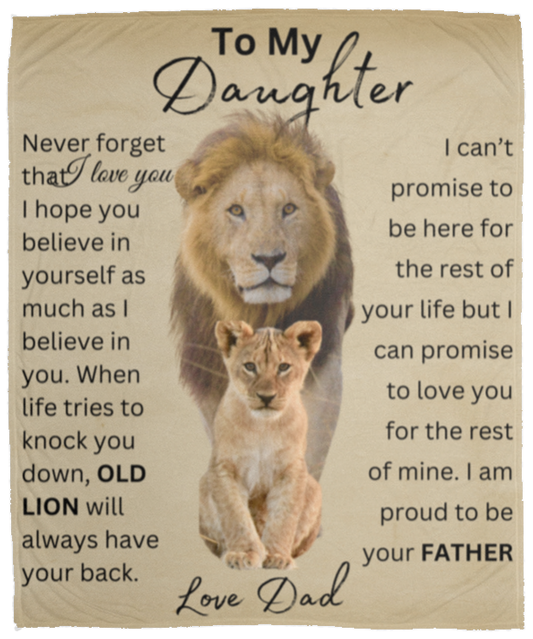 To My Daughter | Old Lion | Cozy Plush Fleece Blanket - 50x60