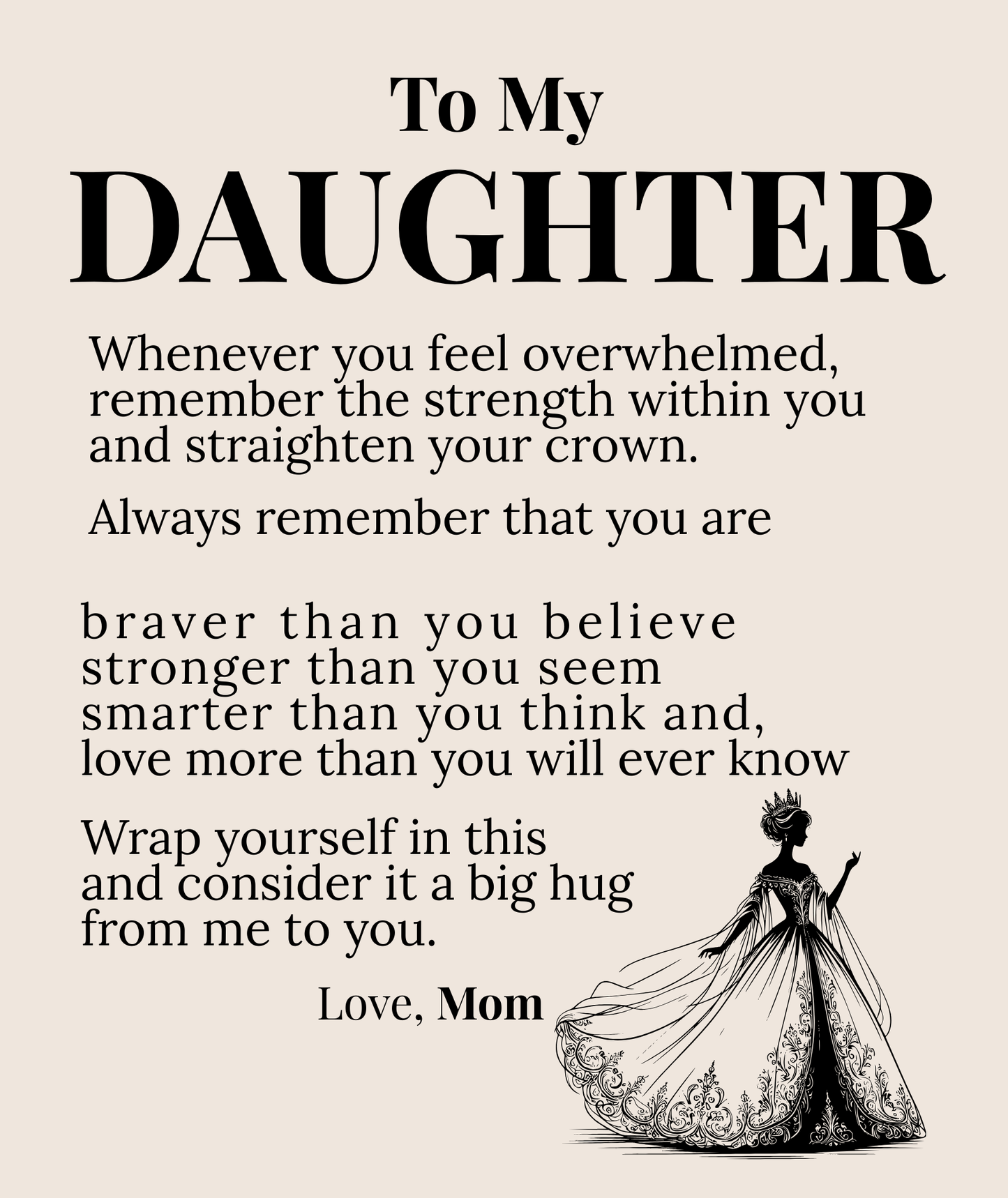 To My Daughter – Love From Mom Inspirational Blanket | Meaningful Gift for Daughter