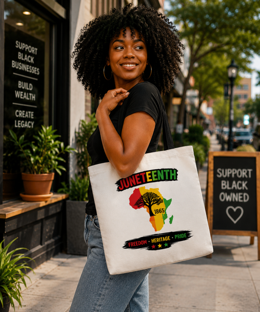 Juneteenth Freedom Heritage Tote Bag | Africa Map Design