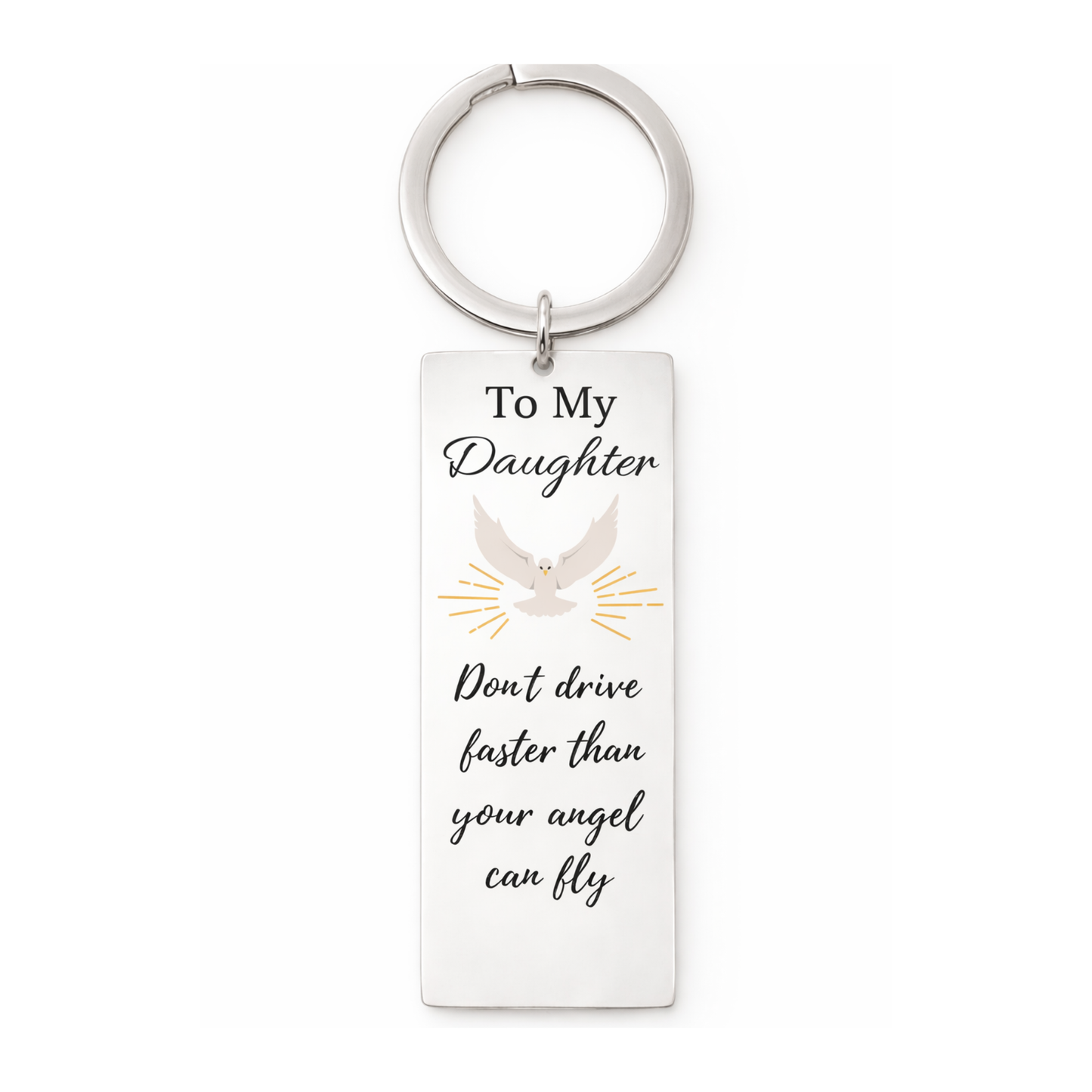 Personalized “To My Daughter” Engraved Keychain – Angel Message Gift
