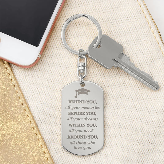 Graduation Engraved Dog Tag Keychain