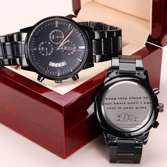 For a  Dad to Be | Customized Black Chronograph Watch