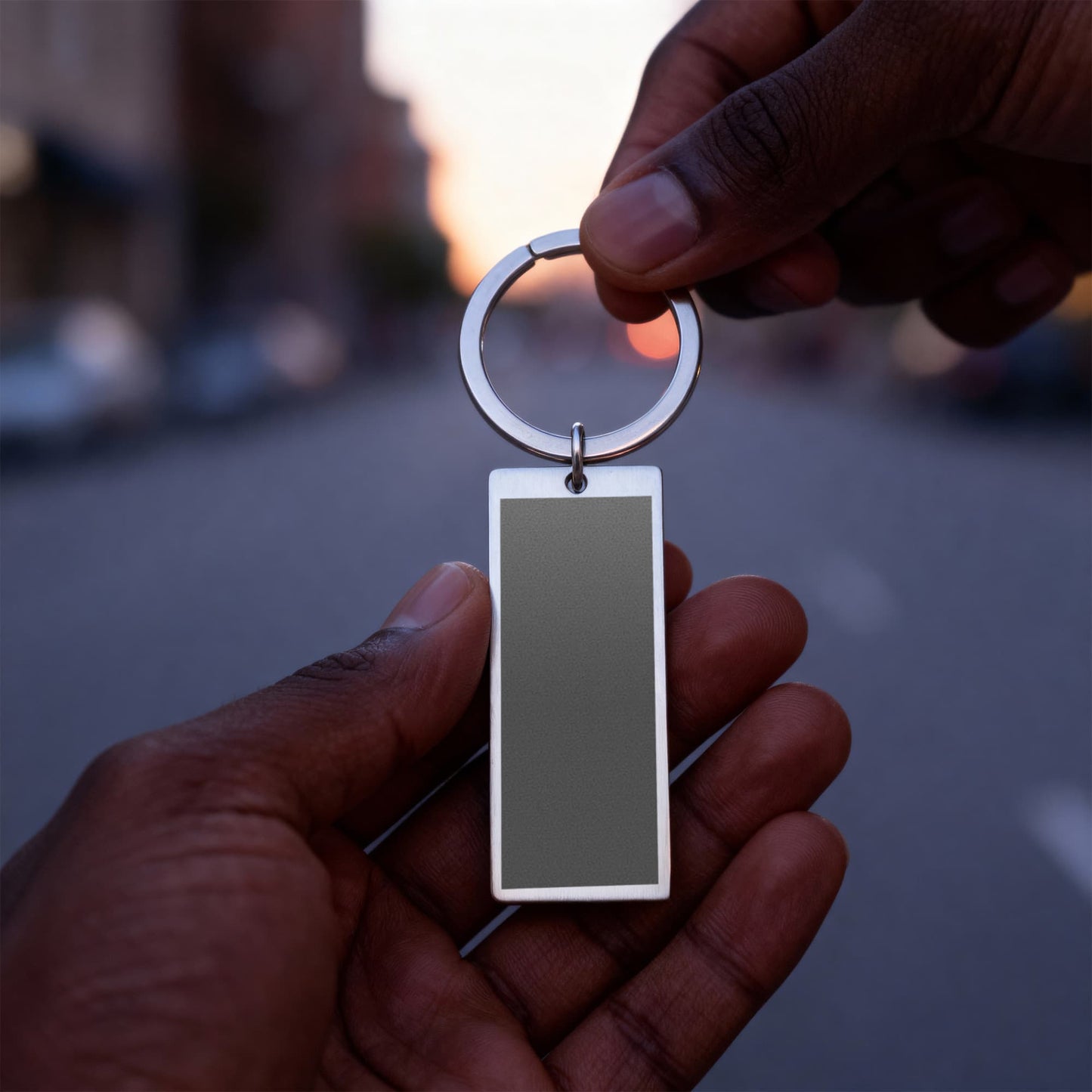 Engraved Rectangle Keychain with Birth Flower