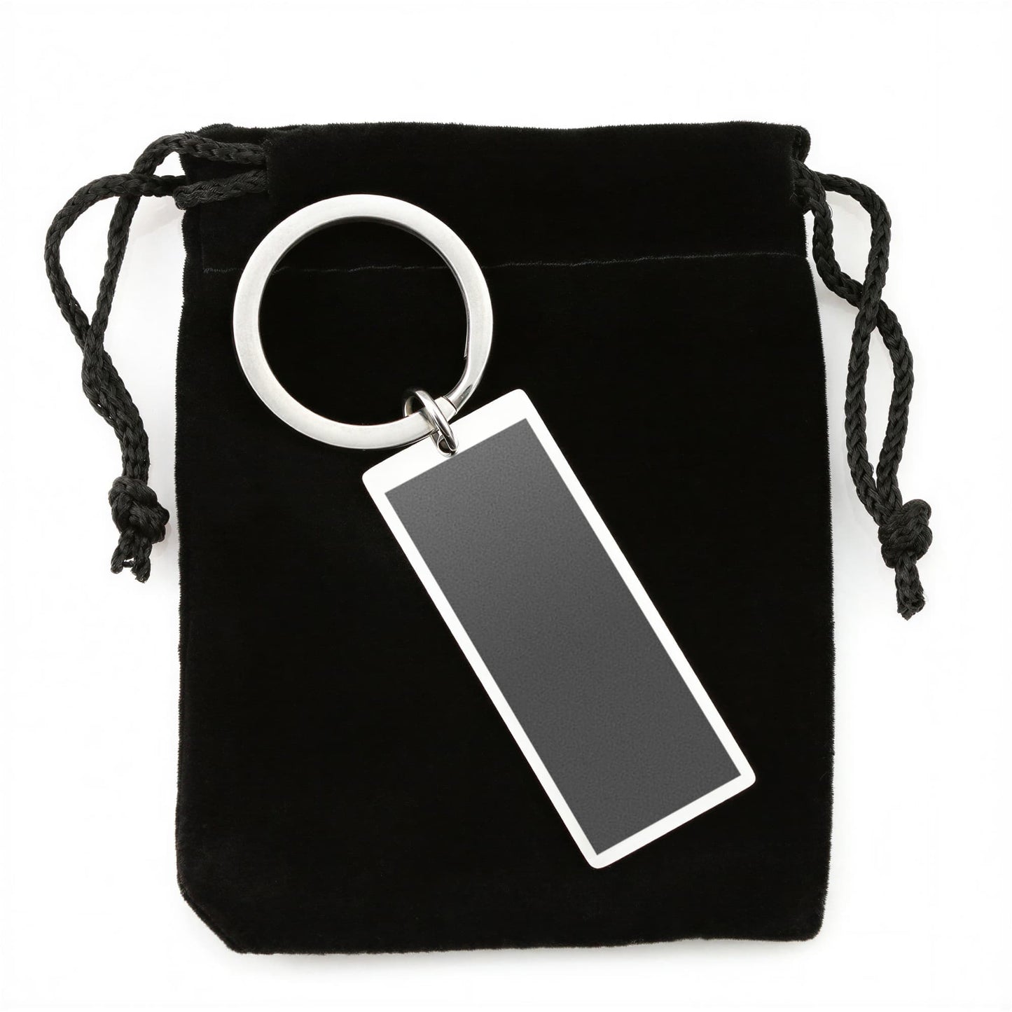 Engraved Rectangle Keychain with Birth Flower