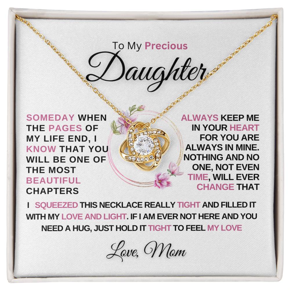 To My Precious Daughter | Hold this tight | Love Knot Necklace