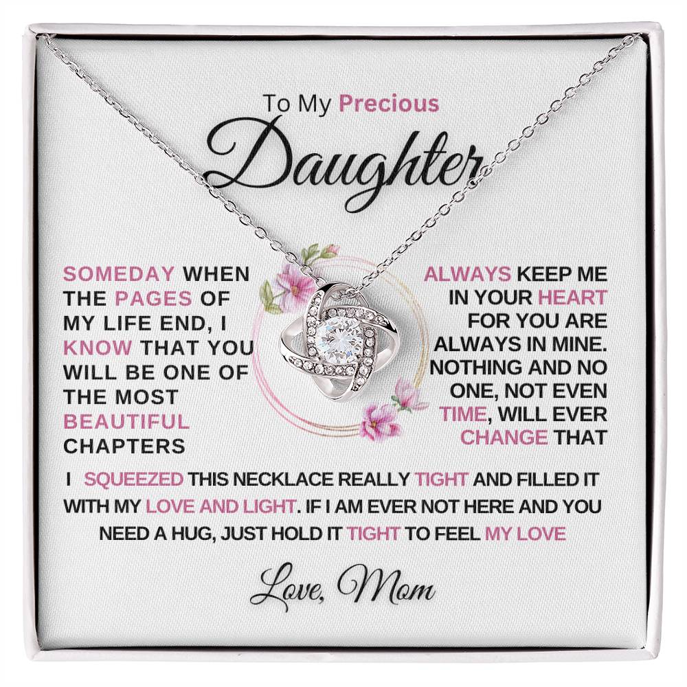 To My Precious Daughter | Hold this tight | Love Knot Necklace