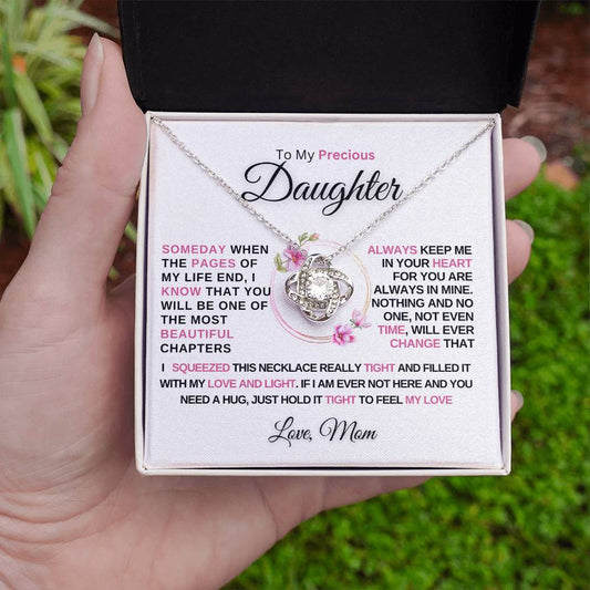 To My Precious Daughter | Hold this tight | Love Knot Necklace