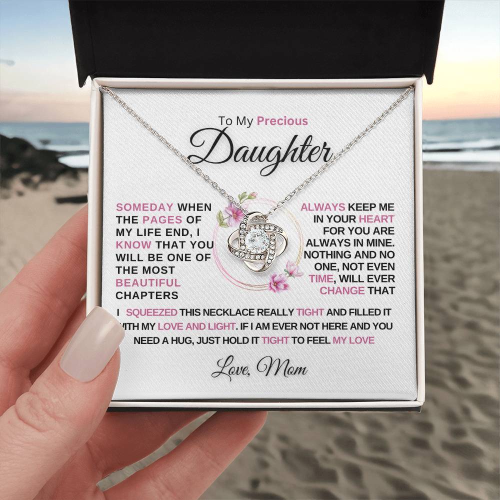 To My Precious Daughter | Hold this tight | Love Knot Necklace