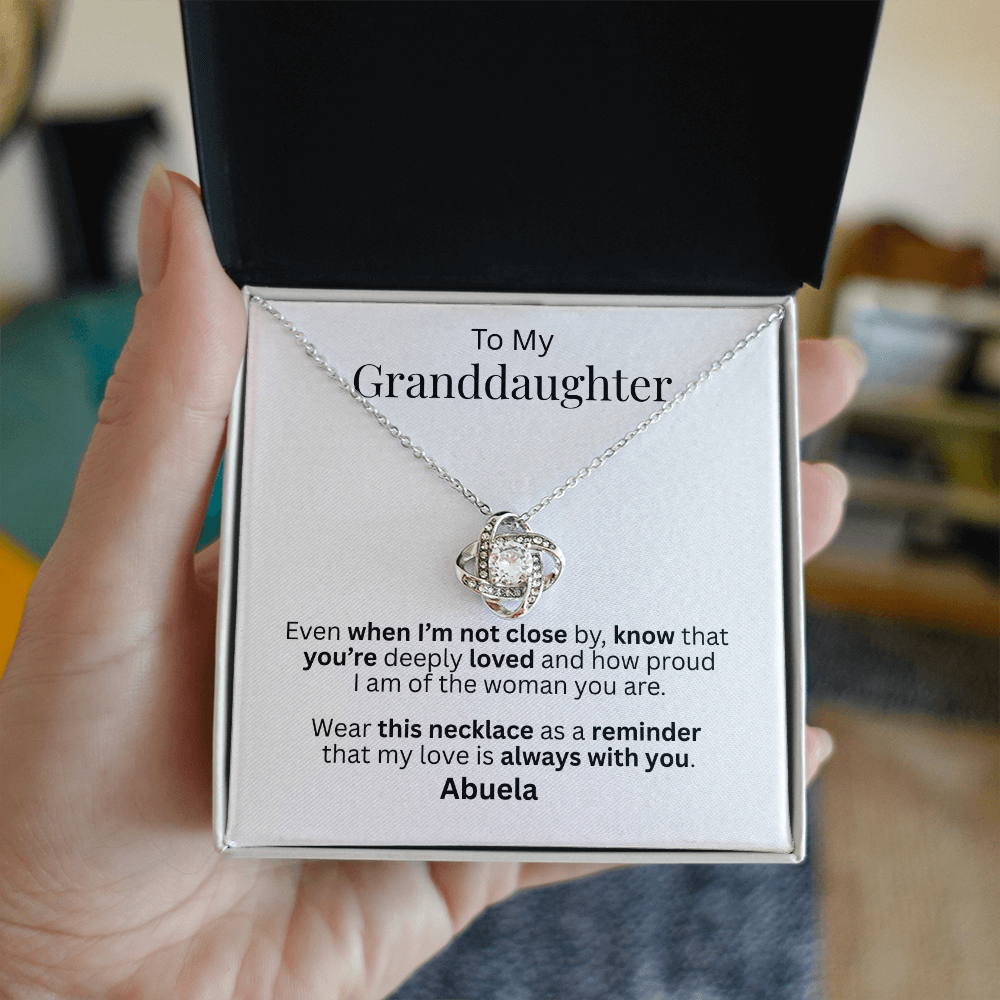 To  My Granddaughter Necklace – From Abuela | Love Knot Necklace Gift