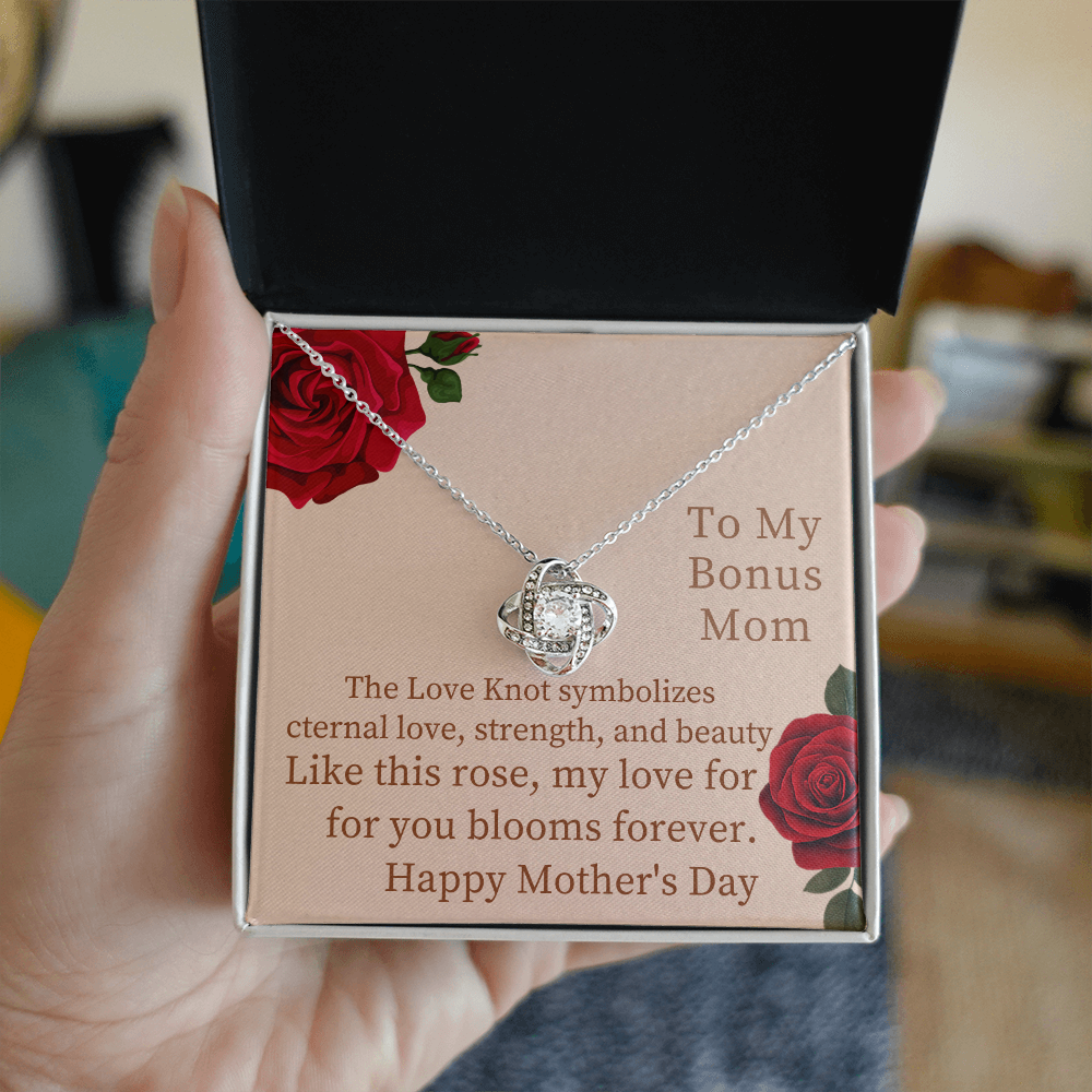 To My Bonus Mom- Love Knot Necklace