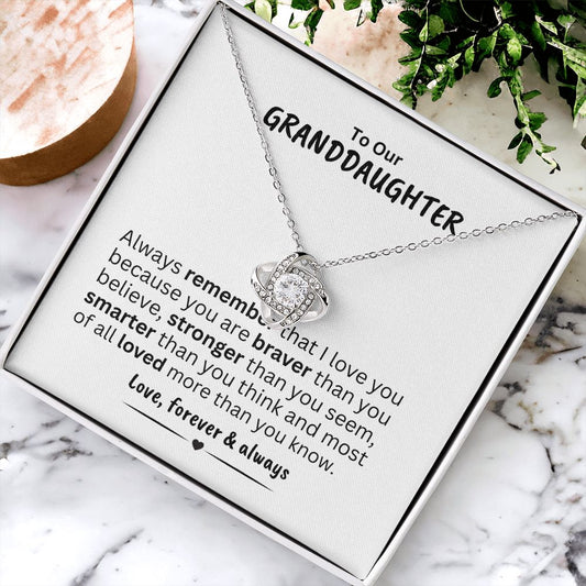 To Our G-Daughter | Braver than you believe | Love Knot Necklace