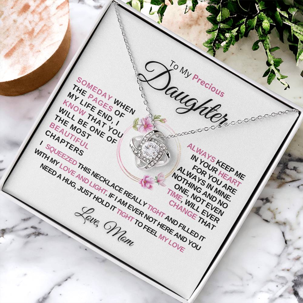 To My Precious Daughter | Hold this tight | Love Knot Necklace