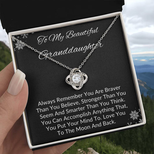 To My Beautiful Granddaughter | Braver Than You Believe |  Love Knot Necklace