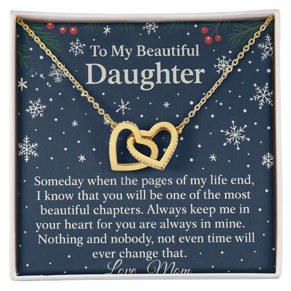 Gift for Daughter | Interlocking Hearts Necklace with Loving Message Card