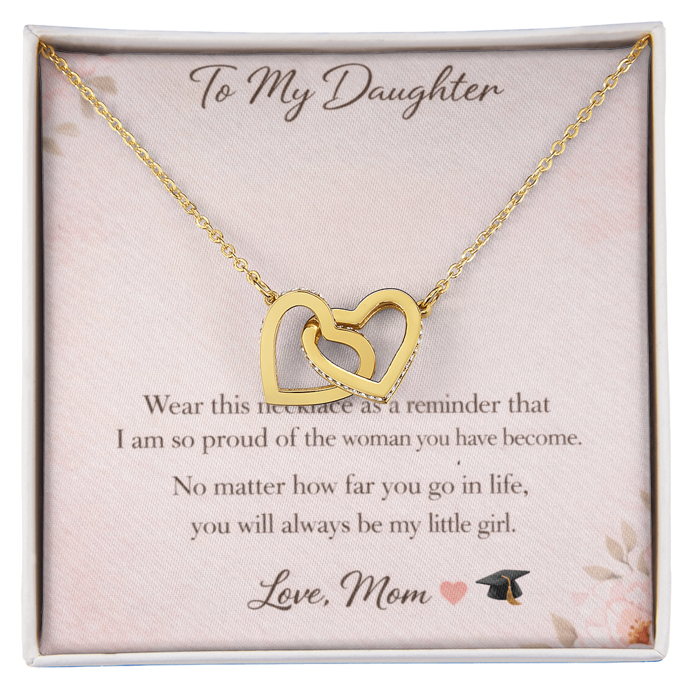 To My Daughter Necklace – Graduation Gift from Mom | Interlocking Hearts