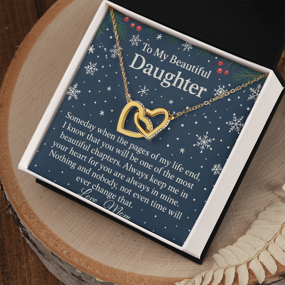 Gift for Daughter | Interlocking Hearts Necklace with Loving Message Card